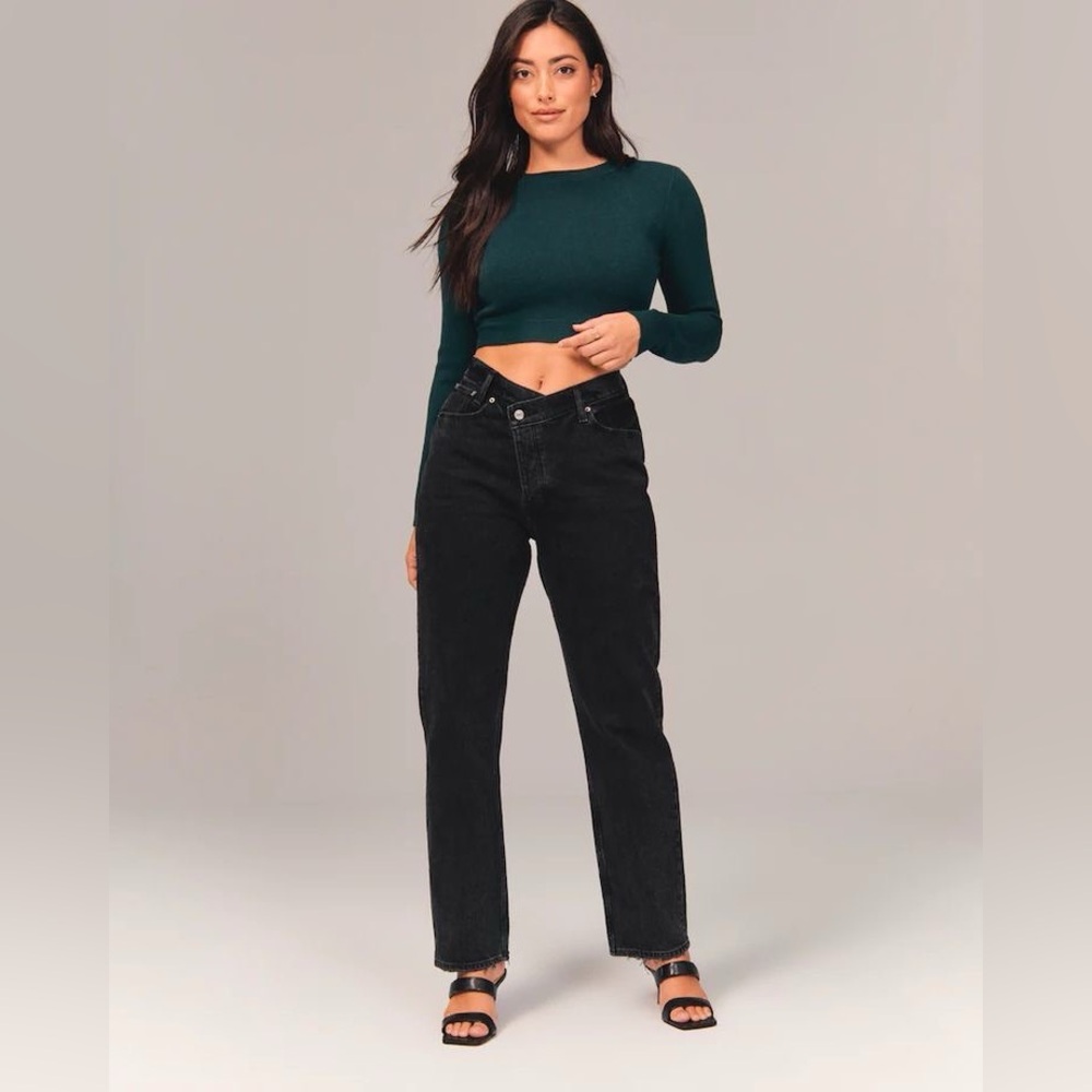 Abercrombie & Fitch Curve Love The Dad High Rise Jeans Black 29 Long